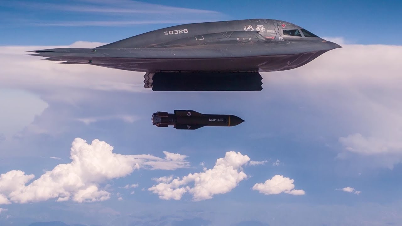 B2 Spirit Stealth Bomber Drops GBU-57A/B Massive Ordnance