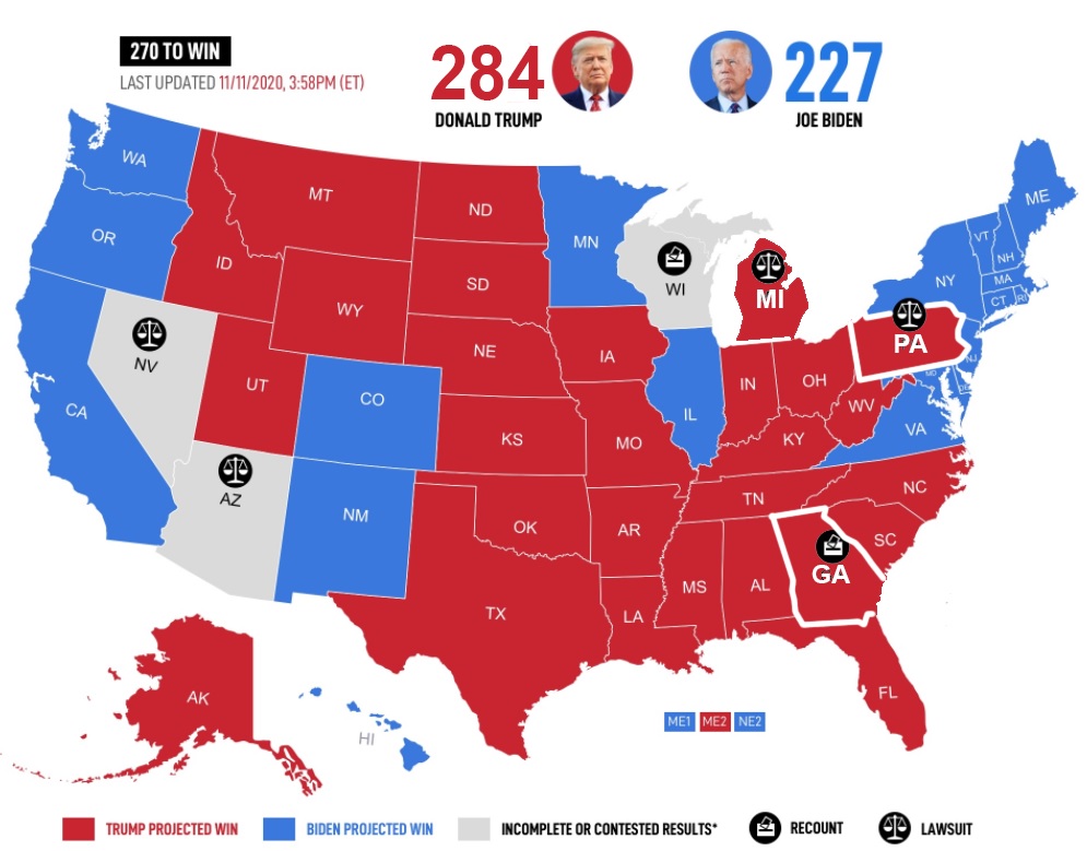 trump projected win 2020 election, projection win on facebook