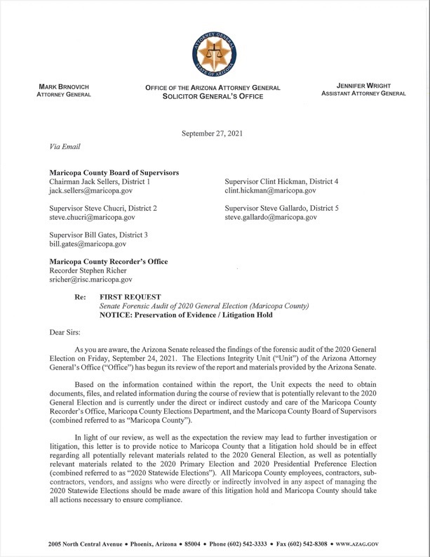 ICYMI: Letter from Arizona Assistant Attorney General Jennifer Wright