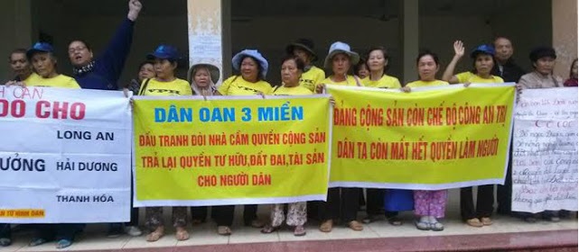 cộng sản việt nam: dân oan ba miền biểu tình đòi quyền tư hữu đất đai