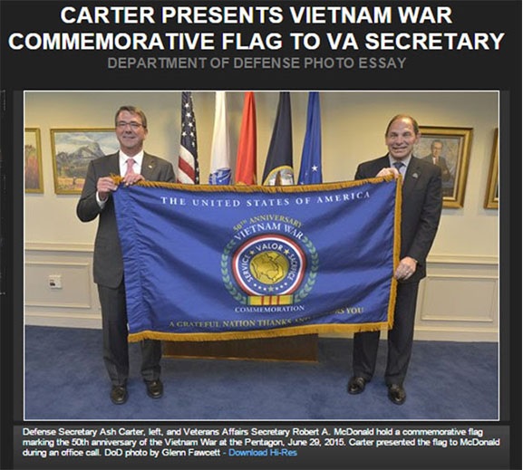 ash carter present vietnam war commemorative flag to va secretary, ngô kỷ and us stadt america