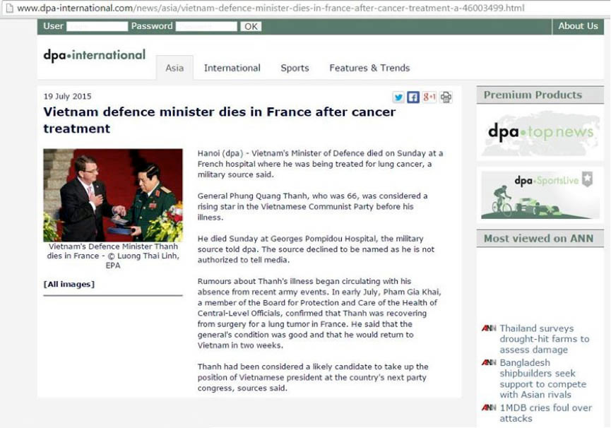 france, phùng quang thanh est mort