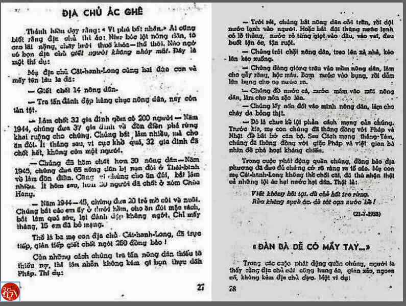 lịch sử việt nam, cải cách ruộng đất, cát hanh long, bà năm