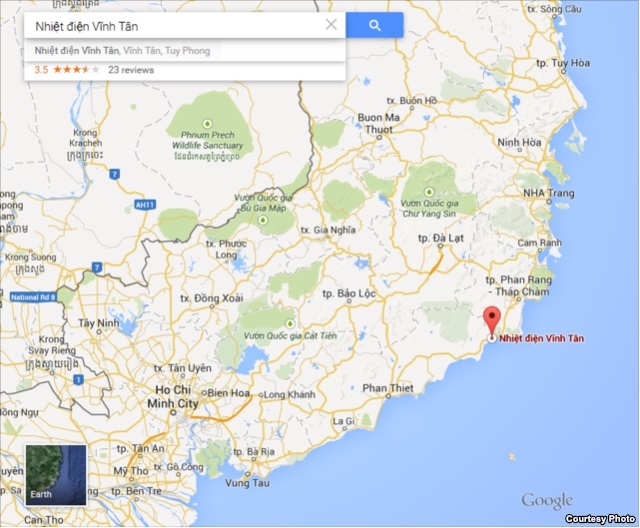 map of tháp chàm phan rang, vĩnh tân, earth google, nhà máy nhiệt điện Vĩnh Tân