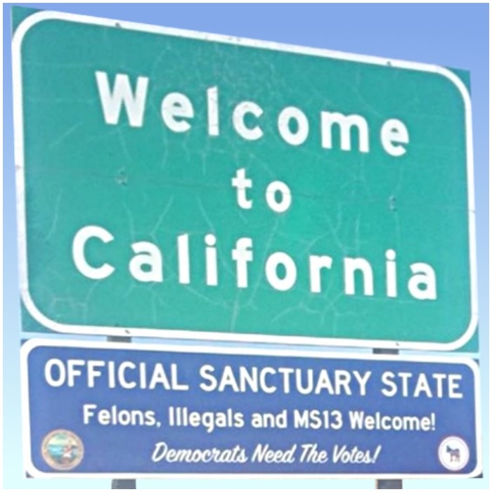 welcome to california, official sanctuary state felons illegals and ms13 welcome, democrats needs to the votes