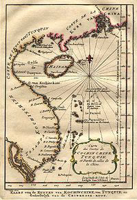 Eastern sea map cochinchine, tonkin paracels & spratlys 1754