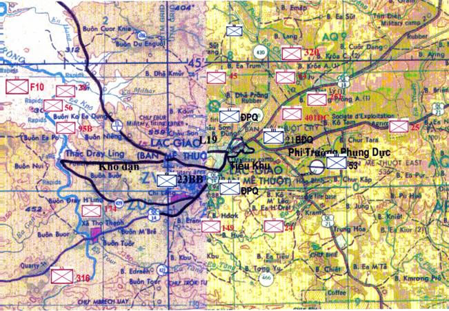 quan su viet nam, map of ban me thuot battle