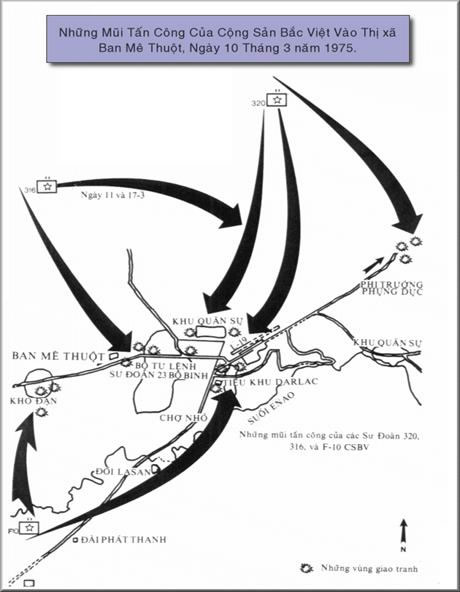 quan su viet nam, map of ban me thuot battle