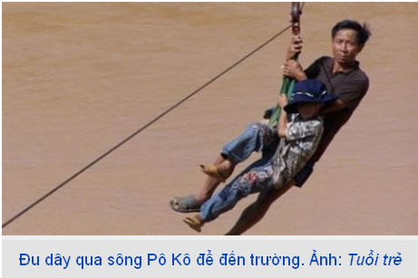 đu dây qua sông pô kô, báo tuổi trẻ