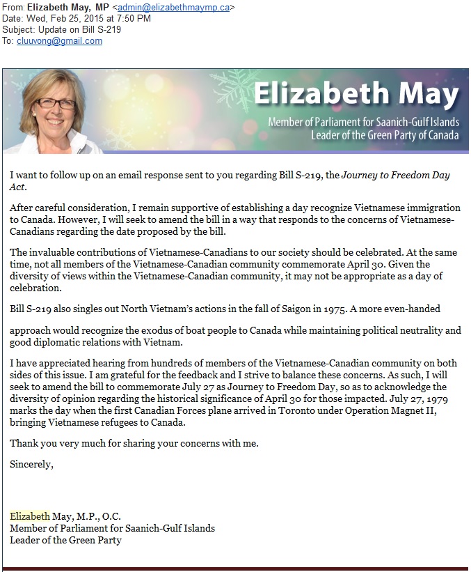 elizabeth may, operation magnet II canada