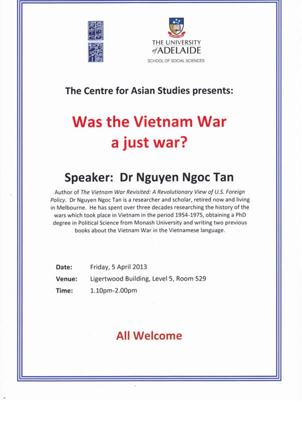 nguyen ngoc tan, was te viet nam war a just war?