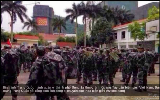 large number of chinese troops seen heading for border china-viet nam