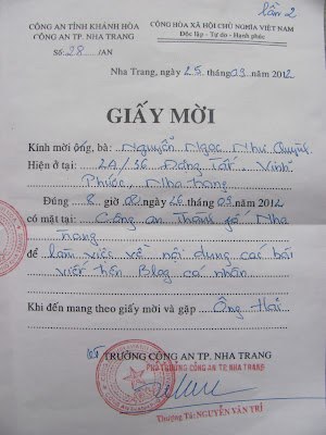 giấy làm việc với công an của mẹ nấm như quỳnh