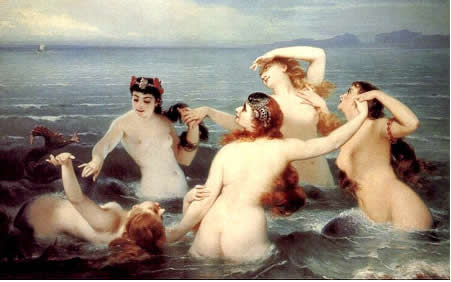 các cô gái tắm trong hồ