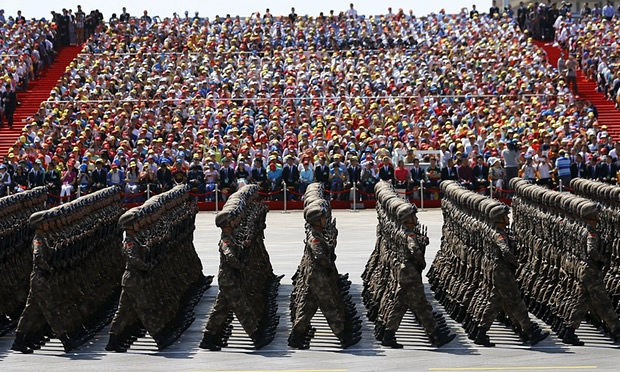 Soldiers of China’s People’s Liberation Army march during the military parade in Beijing, The Chinese president, Xi Jinping, chinese shows his froce military beijing september 3, 2015